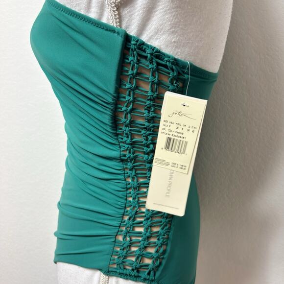 PROFILE BY GOTTEX IOTA ONE SHOULDER EMERALD ONE PIECE WOMEN SWIMSUIT SIZE 6 NEW - Picture 4 of 5